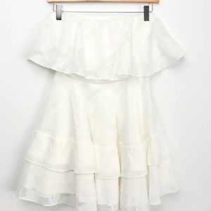 Strapless Mini White Floral Dress - NEW